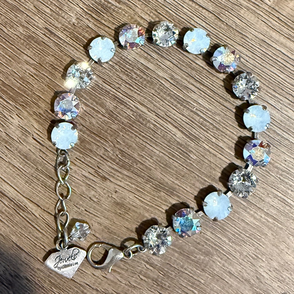 Clear, white, & iridescent rhinestone bracelet